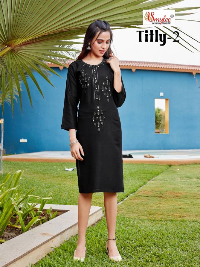 Smylee Titly 2 Heavy New Fancy Ethnic Wear Slub Rayon Designer Kurti Collection